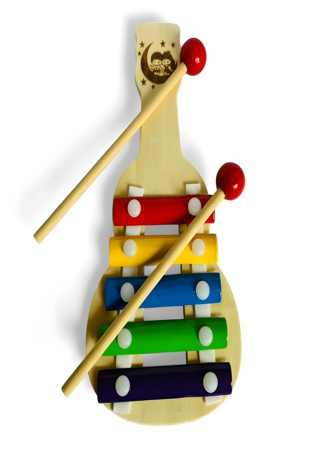 MarvelStore Wooden Guitar Shaped Xylophone Toy for Kids | 5 Tones, Colorful Musical Instrument with Safe Mallets | Fun Educational Development Musical Toy for Toddlers, Children(Xylophone Pack of 2) - Image 3
